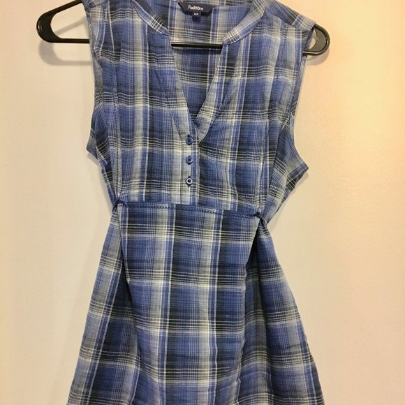 Blue plaid button down Reitmans blouse - Picture 1 of 2